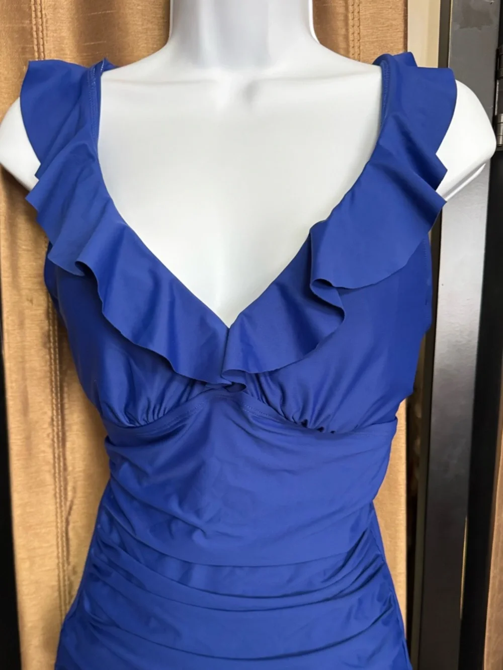 DKNY Royal Blue Ruffled One-Piece Swimsuit size M - Picture 4 of 4